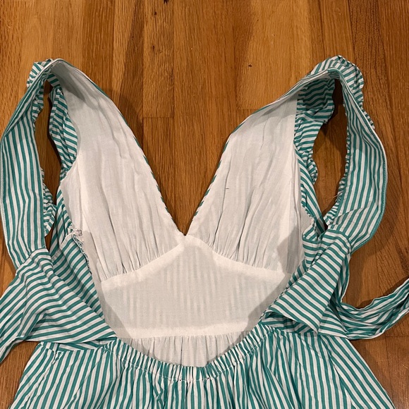 Skies Are Blue | Striped Green/Teal and White Dress with tie back - Picture 12 of 16